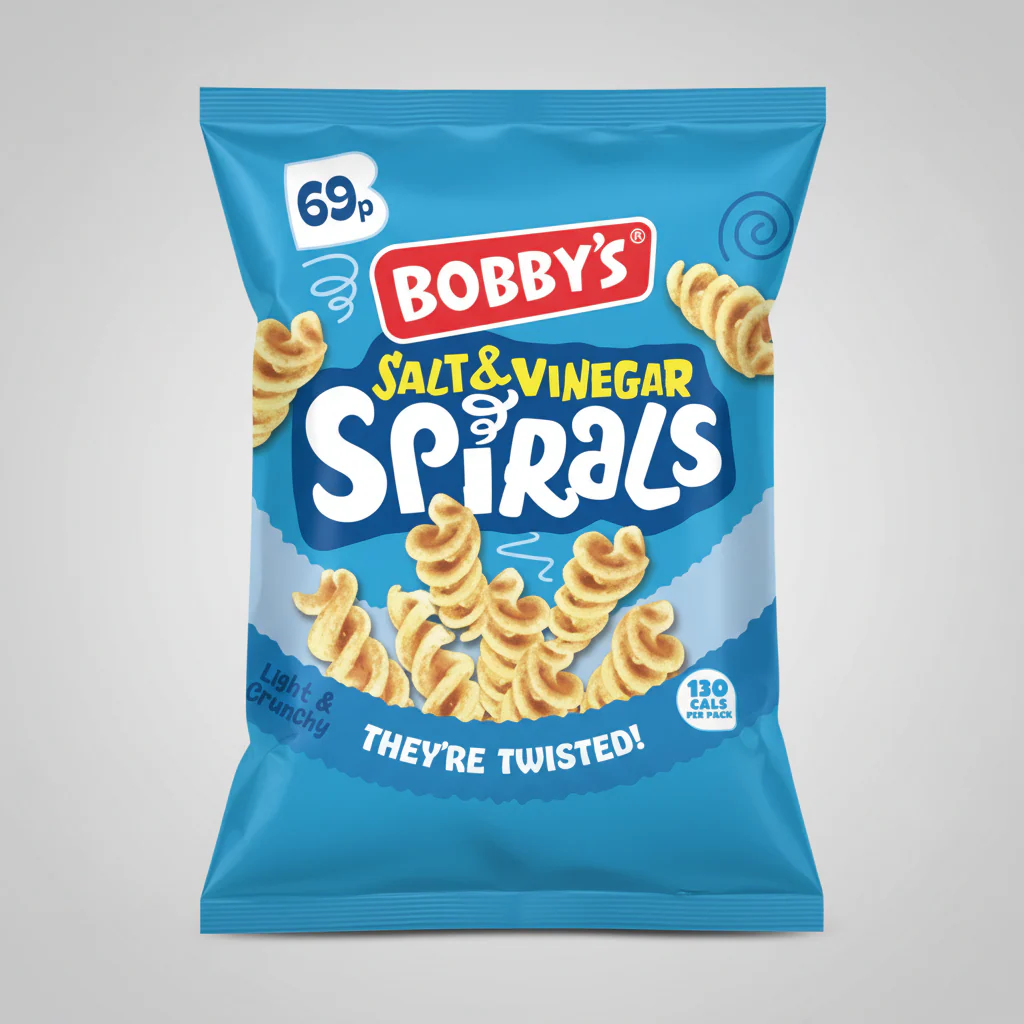 Bobby's Salt and Vinegar Flavour Spirals 28g packet ( UK )