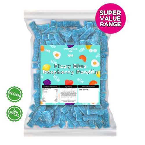 CandyCrave Vegan Fizzy Blue Raspbery Pencils ( UK )