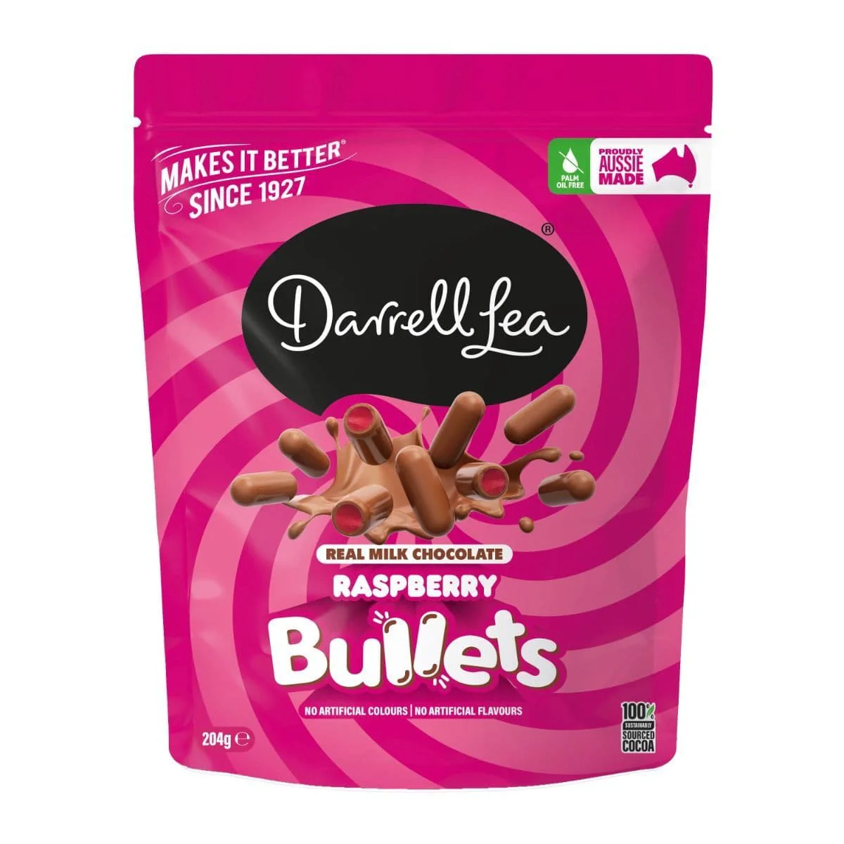 Darrell Lea Milk Chocolate Raspberry Bullets (204g) ( Australia )