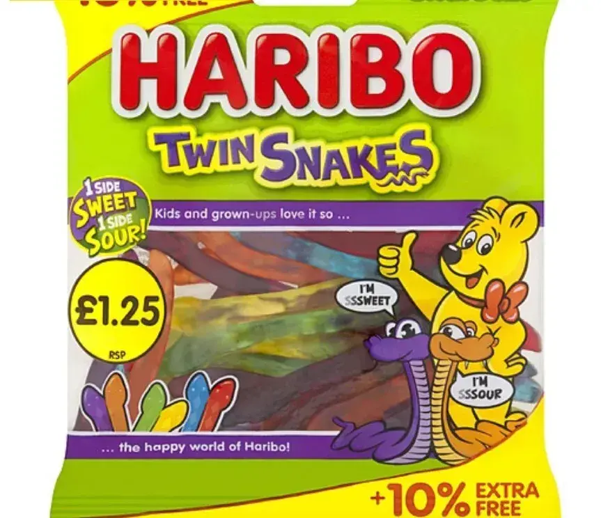 Haribo Twin Snakes Share Bag 154g (UK)