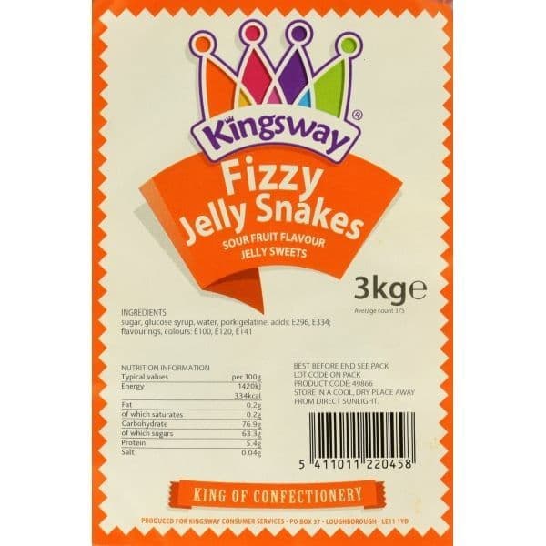 Kingsway Fizzy Jelly Snakes 100g  (UK) - Image 3