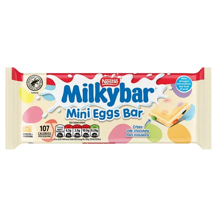 Milkybar Mini Eggs Easter White Chocolate Sharing Bar 100g (UK) BB Dated December 2025