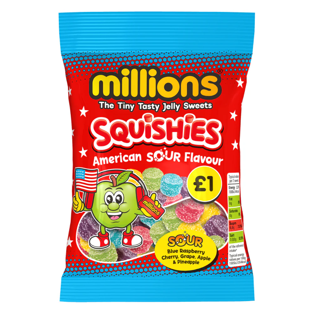 Millions Squishies American Sour Bag 100g ( UK )